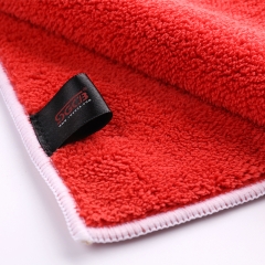 SEWN EDGE MICROFIBER TOWEL-RED